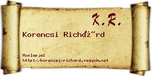 Korencsi Richárd névjegykártya